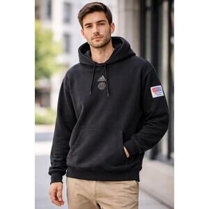 Adidas Worldwide Hoops Hoodie Black Pullover Sweatshirt Men’s M